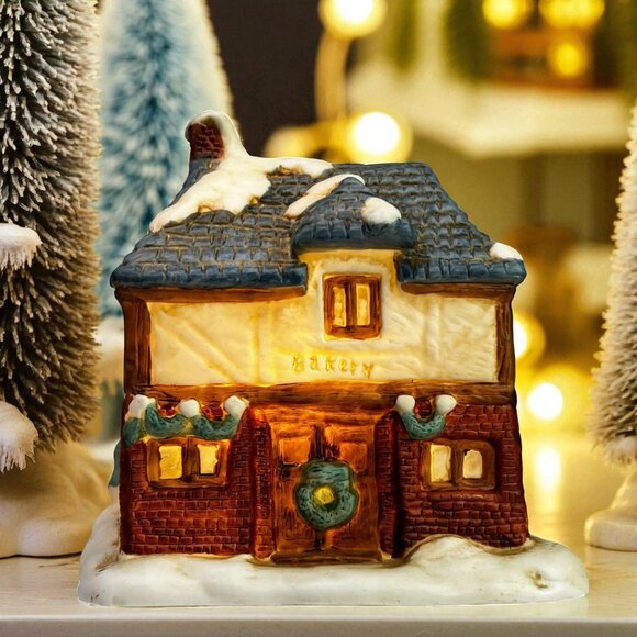 Village Bakery Summit Lighted Christmas Village Building from 1990 (No Box) - Picture 1 of 11